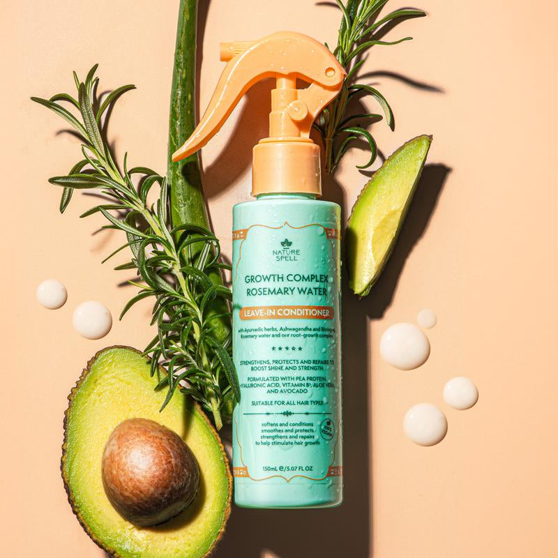 Nature Spell Rosemary Water Leave-In Conditioner Vegan and Sulphate Free to Strengthen Hair Shaft, Reduce Breakage, Protects from Heat Damage - Hydrate, Haircare