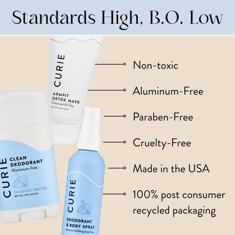 Pit Kit - Clean Deodorant Stick and Deodorant and Body Spray, with Armpit Detox Mask, Aluminum-Free, for Men and Women