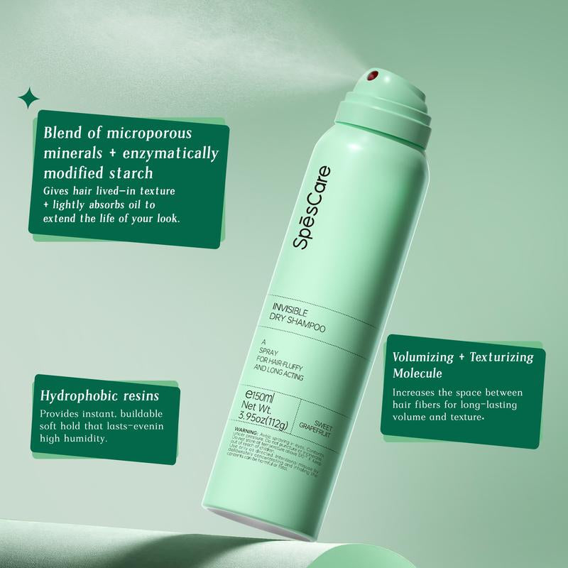 Spēscare Invisible Dry Shampoo Sweet Grapefruit Scent 3.95Oz Instant Fresh Volumizing Hair Dry Shampoo Absorbs Oil, Quick-Dispering Fragrance Cleansing
