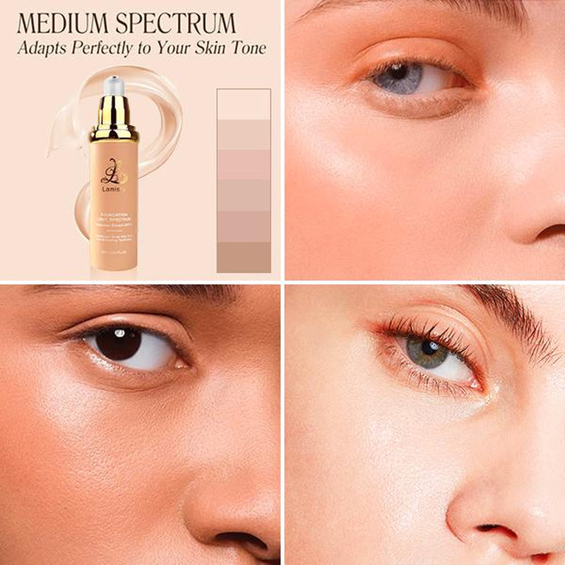 【3 Bottels】Lanisty Color Changing Foundation 4 in 1 Full Coverage , SPF50, Hydrating, Long-Lasting,Moisturizing , Natural Finish,Waterproof Makeup Concealer Concealer