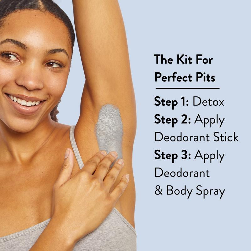Pit Kit - Clean Deodorant Stick and Deodorant and Body Spray, with Armpit Detox Mask, Aluminum-Free, for Men and Women